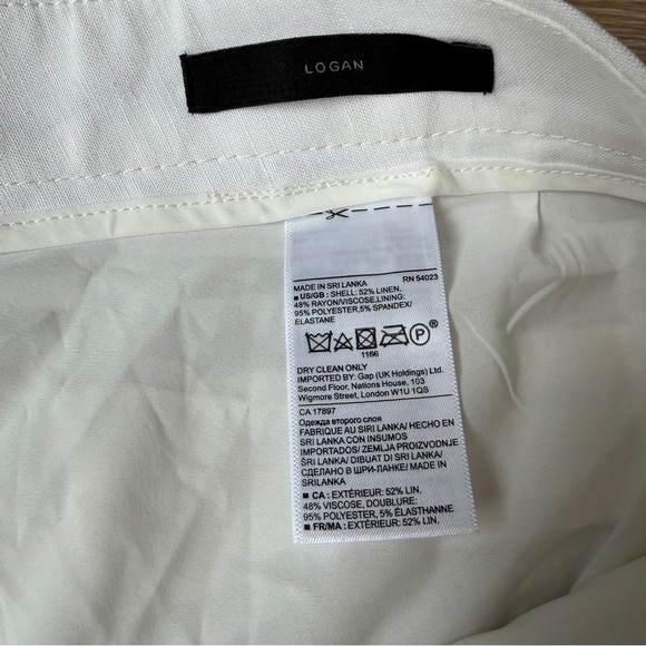 Banana Republic Logan Luxe Linen Pants Women 12 White Straight Mid Rise NWT*R - Picture 6 of 6